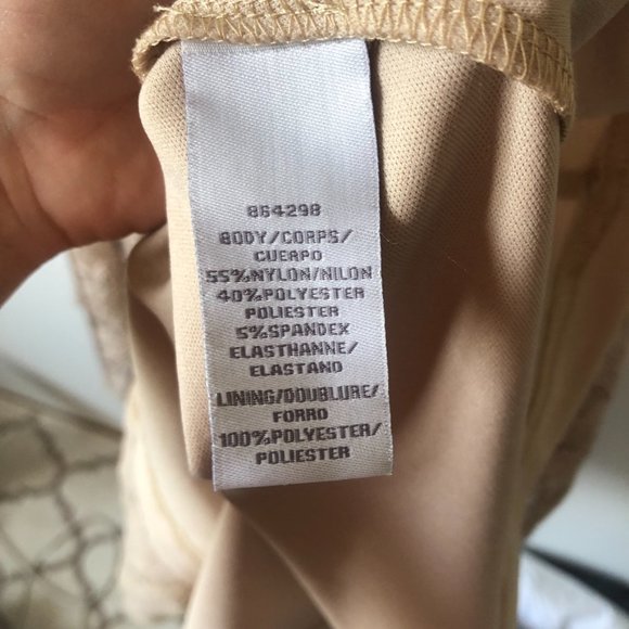 JS Collections Nude Sequin Lace V Neck Dress Sz 12 - Picture 7 of 7